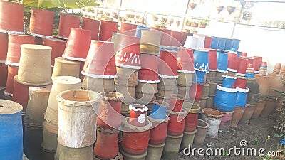 Color full clay pots for sale Stock Photo
