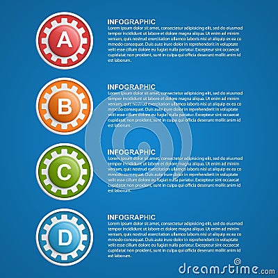 Color gears infographics design template. Vector Illustration