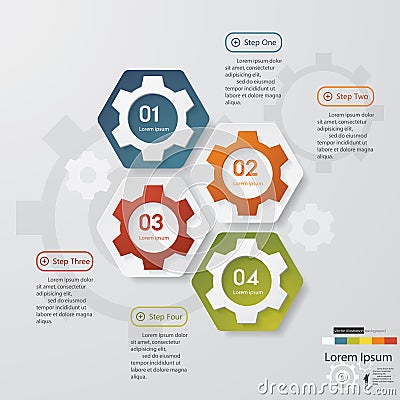 Color Gears Infographics Number background Vector Illustration