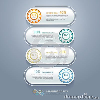 Color Gears Infographics Number Options Banner. Vector Illustration