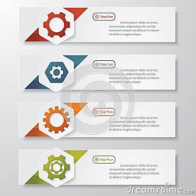 Color Gears Infographics Number template Vector Illustration