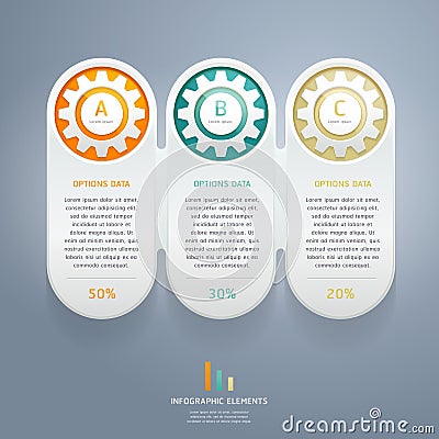 Color Gears Infographics Options Banner. Vector Illustration