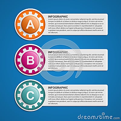 Color Gears Infographics Options Banner. Vector Illustration
