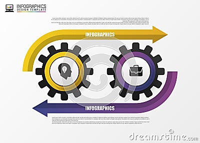 Color Gears Infographics. Options Banner. Vector Cartoon Illustration