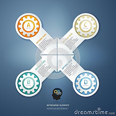 Color Gears Infographics Options Banner. Vector Illustration