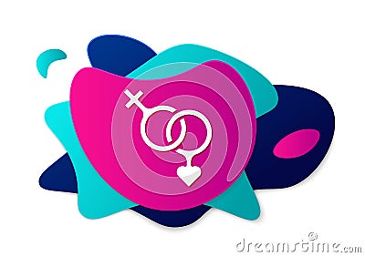 Color Gender icon isolated on white background. Symbols of men and women. Sex symbol. Happy Valentines day. Abstract Vector Illustration