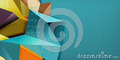 Color geometric abstract background, minimal abstraction design with mosaic style 3d shape Vector Illustration