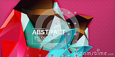 Color geometric abstract background, minimal abstraction design with mosaic style 3d shape Vector Illustration
