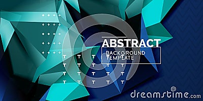 Color geometric abstract background, minimal abstraction design with mosaic style 3d shape Vector Illustration
