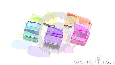 Color glass boxes spheres on white back 3d Stock Photo