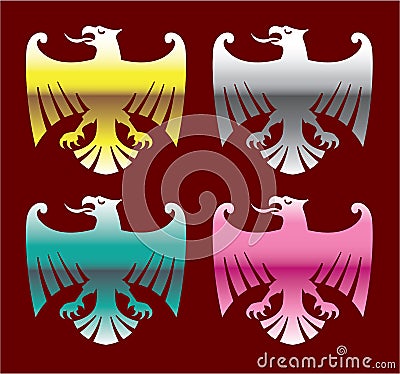 Color Glossy Chrome Eagles Vector Art Vector Illustration