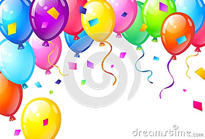 Color Glossy Happy Birthday Balloons Vector Illustration