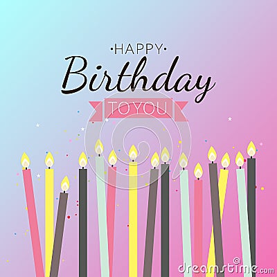 Color Glossy Happy Birthday Banner Background with Candles Vector Illustration Vector Illustration