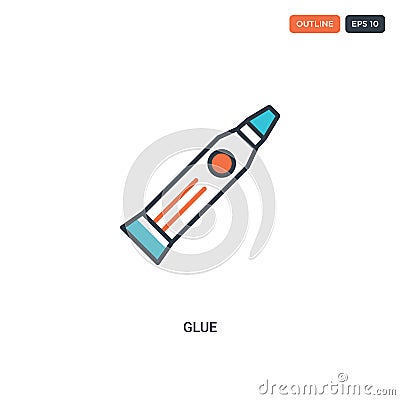 2 color Glue concept line vector icon. isolated two colored Glue outline icon with blue and red colors can be use for web, mobile Vector Illustration