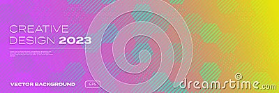 Color gradient background, geometric halftone pattern, vector abstract trendy graphic design. Honeycomb mosaic line pattern Vector Illustration