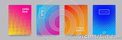 Color gradient background, geometric halftone pattern, vector abstract trendy graphic design. Simple minimal halftone color Vector Illustration