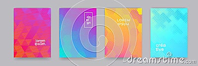 Color gradient backgrounds, abstract geometric halftone patterns, vector trendy line design. Simple minimal elements in halftone Vector Illustration