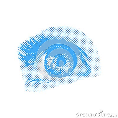 Color Halftone human eye isolated vector realistic illustation. Vector Illustration