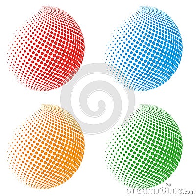 Color halftone spheres abstract design elements eps10 Vector Illustration