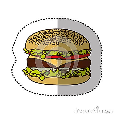 color hamburger fast food icon Stock Photo