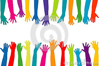 Color hands silhouettes Vector Illustration