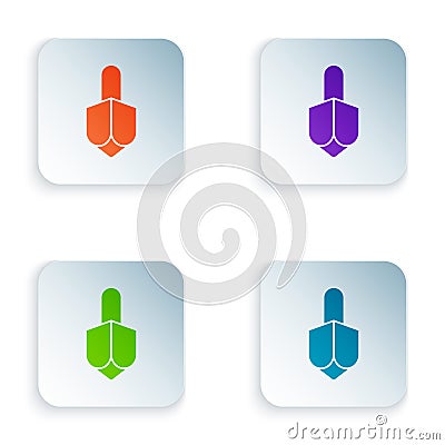 Color Hanukkah dreidel icon isolated on white background. Set colorful icons in square buttons. Vector Vector Illustration
