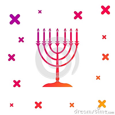 Color Hanukkah menorah icon isolated on white background. Religion icon. Hanukkah traditional symbol. Holiday religion Vector Illustration