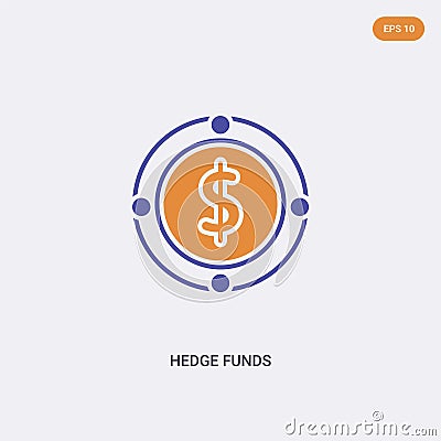 2 color Hedge funds concept vector icon. isolated two color Hedge funds vector sign symbol designed with blue and orange colors Vector Illustration