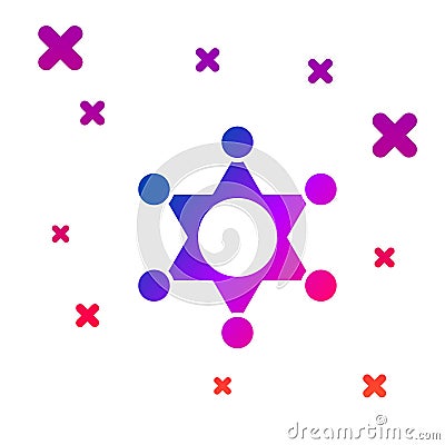 Color Hexagram sheriff icon isolated on white background. Police badge icon. Gradient random dynamic shapes. Vector Vector Illustration