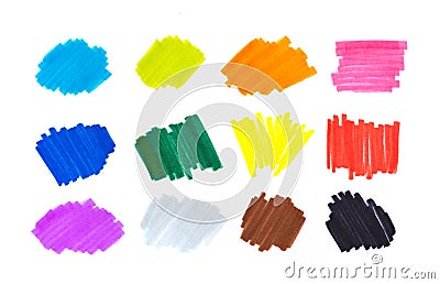 Color highlight stripes, banners drawn with markers. Stylish highlight elements for design. highlight marker stroke, spots bright Stock Photo