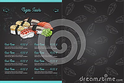 Color horisontal sushi menu Vector Illustration