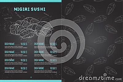 Color horisontal sushi menu Vector Illustration
