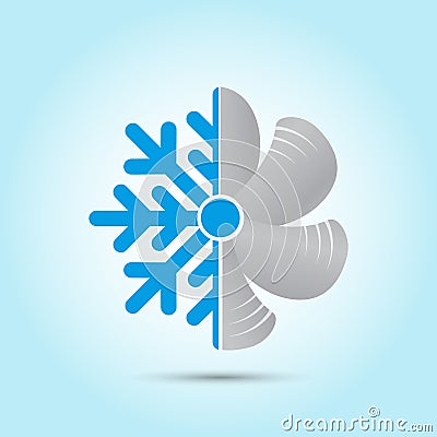 The color icon of the air conditioner. fan blades and snowflake. A template for web design and creative ideas. Design in a flat Vector Illustration