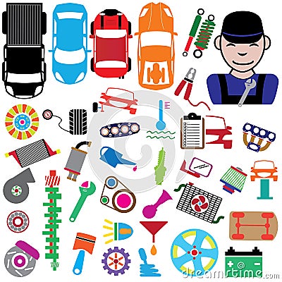 Color icons for garage Vector Illustration