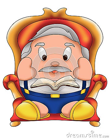 color illustration of a cute grandfather telling stories Cartoon Illustration