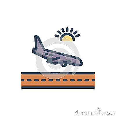 Color illustration icon for Arrivals, coming and airplane Vector Illustration