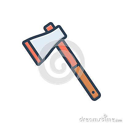 Color illustration icon for Axe, hatchet and adze Cartoon Illustration