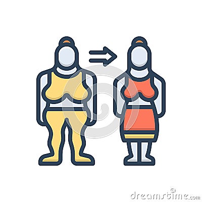 Color illustration icon for Became, obesity and female Cartoon Illustration