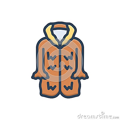 Color illustration icon for Fur, animal hair and jacket Cartoon Illustration