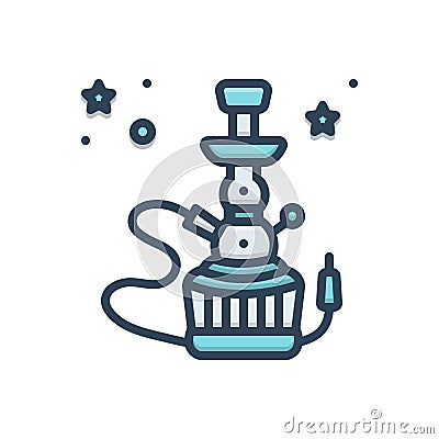 Color illustration icon for Hookah, smoke and addiction Cartoon Illustration