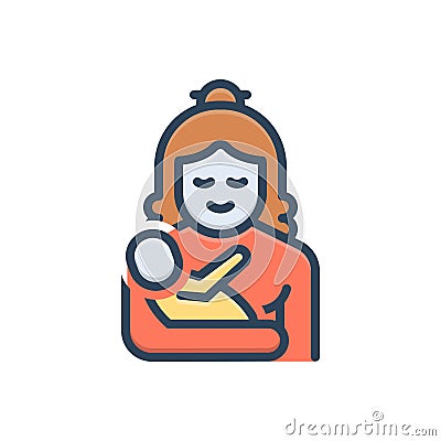 Color illustration icon for Mother, female parent and birth Vector Illustration