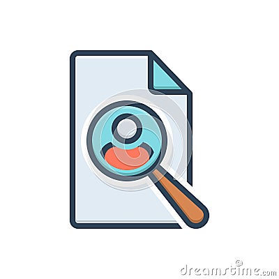 Color illustration icon for recruit, serach and list Cartoon Illustration