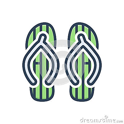 Color illustration icon for Thongs, slipper and flipflop Cartoon Illustration