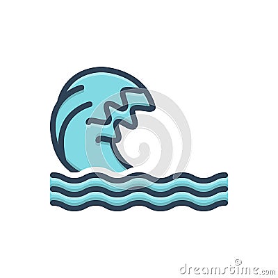 Color illustration icon for Wave, ripple and backwash Cartoon Illustration