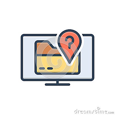 Color illustration icon for Where, location and position Vector Illustration