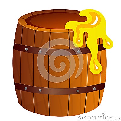 Color image of cartoon barrel of honey on white background. Vector illustration Vector Illustration