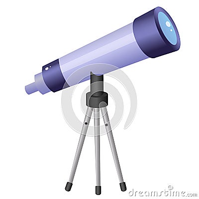 Color image of cartoon telescope on white background. Space and astronomy. Vector illustration for kids Vector Illustration