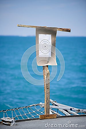 Paper shooting target on a pole Stock Photo