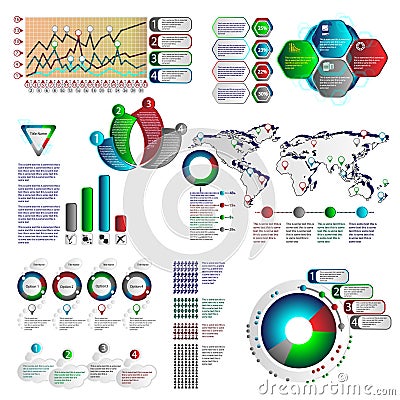 Color infographics with different individual elements Vector Illustration