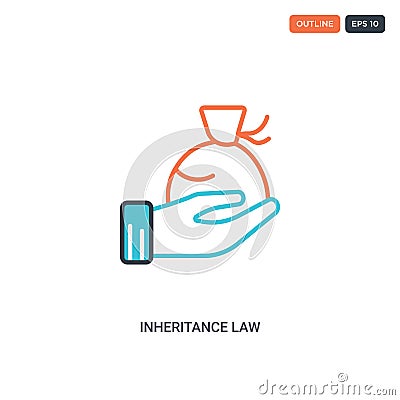 2 color inheritance law concept line vector icon. isolated two colored inheritance law outline icon with blue and red colors can Vector Illustration